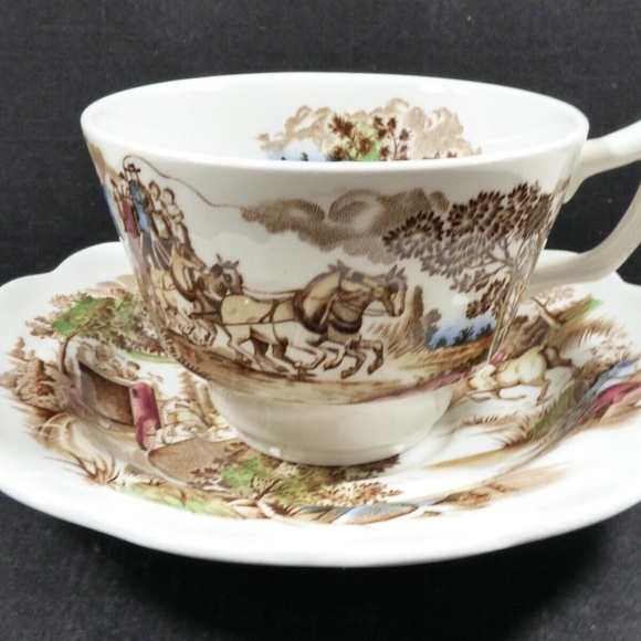 Ridgway Potteries Catching Mail Tea Cup & Saucer set Staffordshire England - Picture 3 of 10